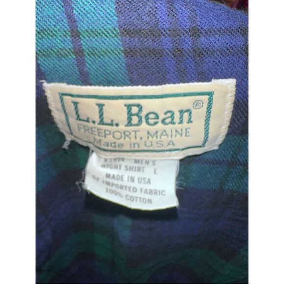 VINTAGE L.L. Bean Plaid Tartan Flannel Night Shirt Nightgown LL Bean Mens VTG 19 - Picture 7 of 10